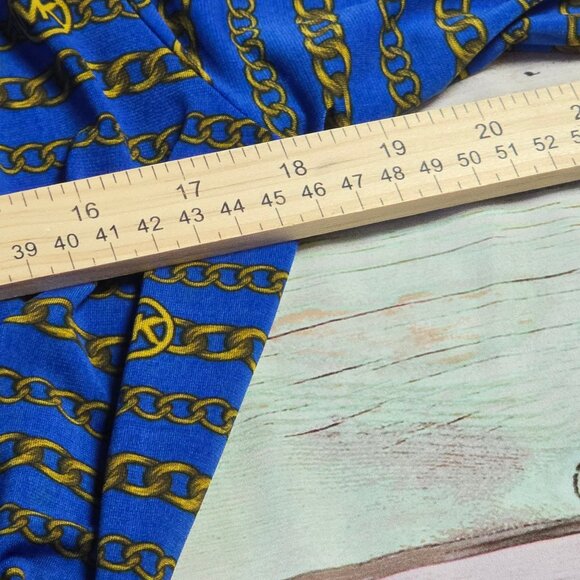 Michael Kors Womens Chain Print Dress  Blue/Gold Polyester Spandex Medium - Picture 9 of 10